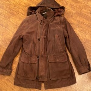 Wilsons Leather Soft Leather Hooded Coat With Removable Warming Layer